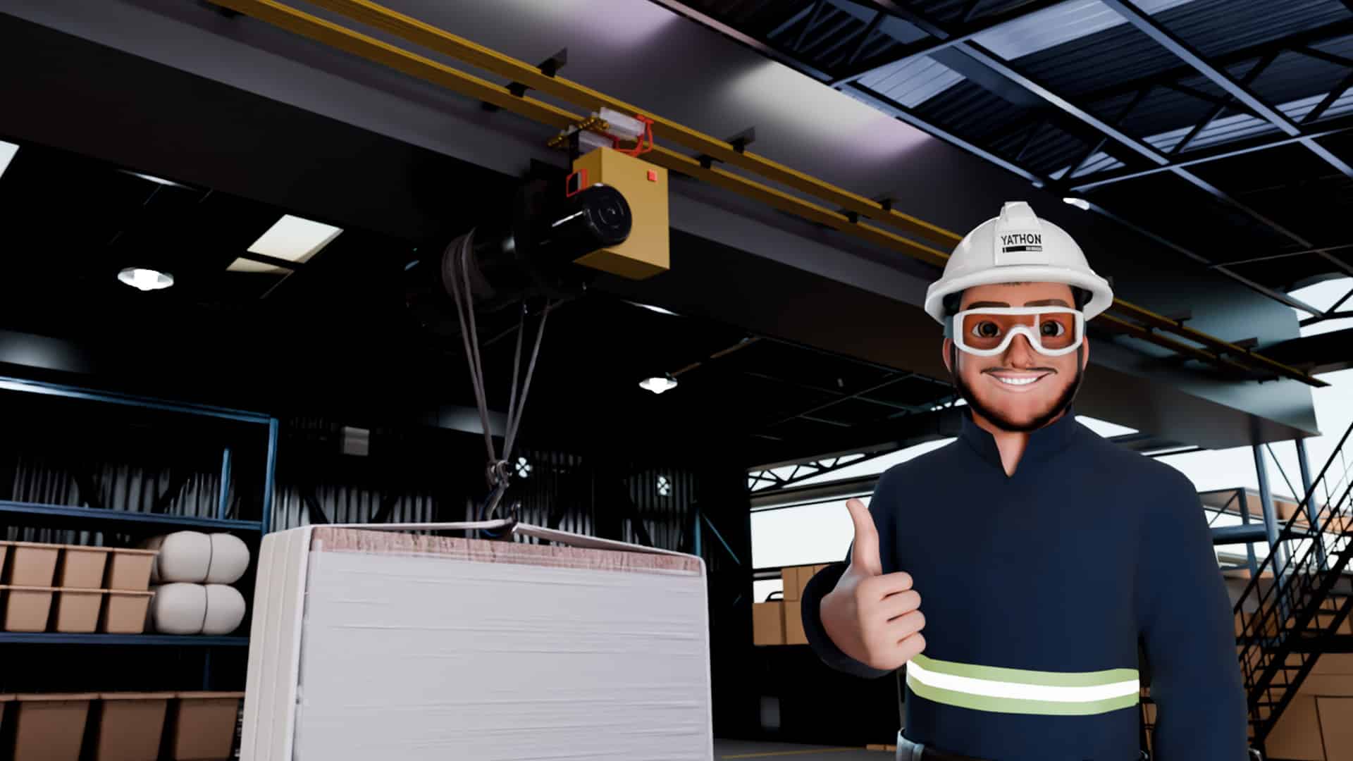 Manual em Animação 3D - Instalação de Barramento para Movimentação e Içamento de Cargas